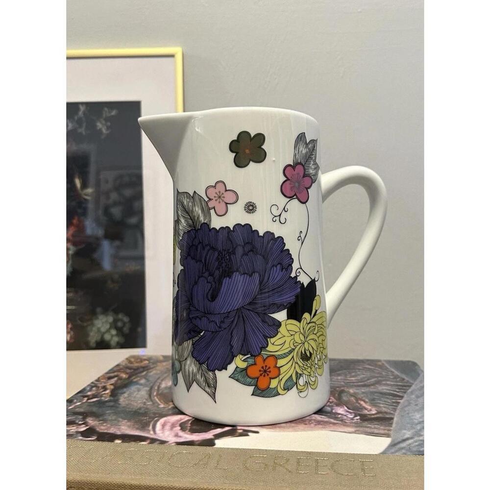 Paperchase Porcelain Floral Pitcher W/ A Vibrant Multicolored Floral Design